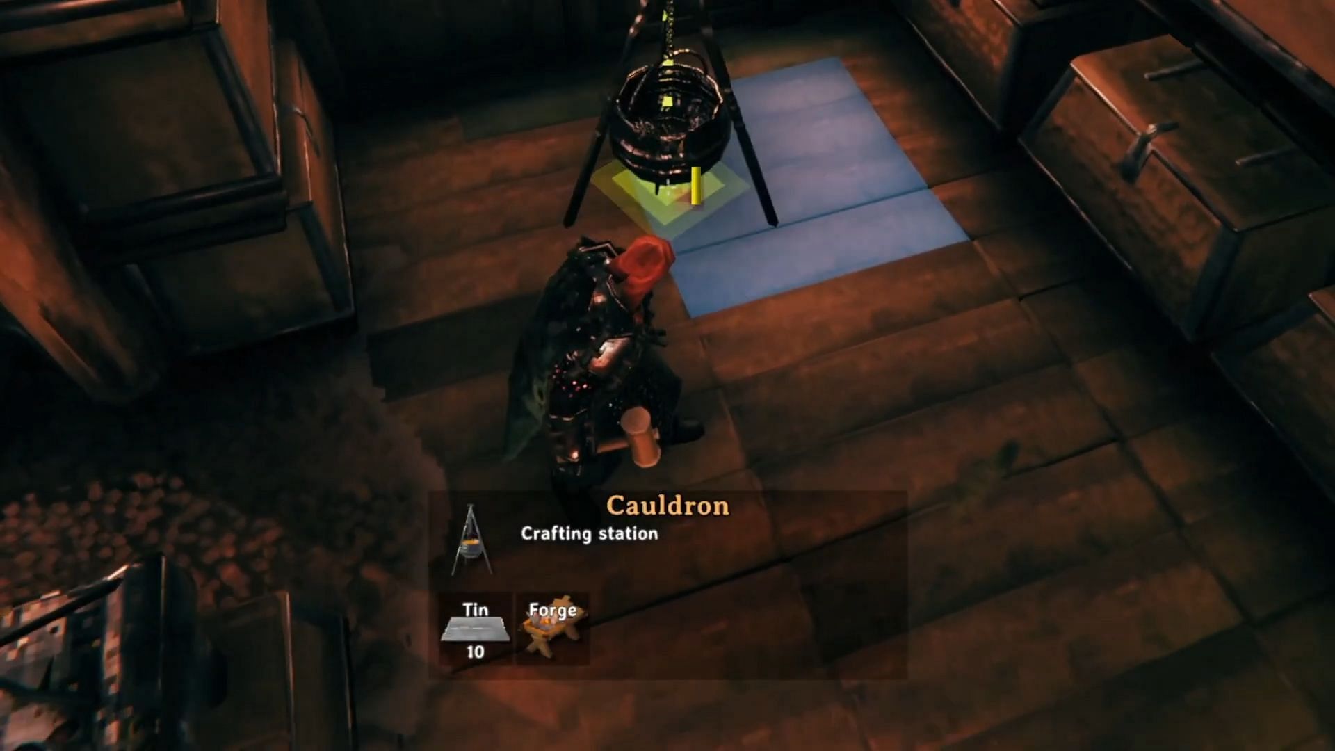 Place the Cauldron to start the process (Image via Coffee Stain Publishing // YouTube/NubbQueen)